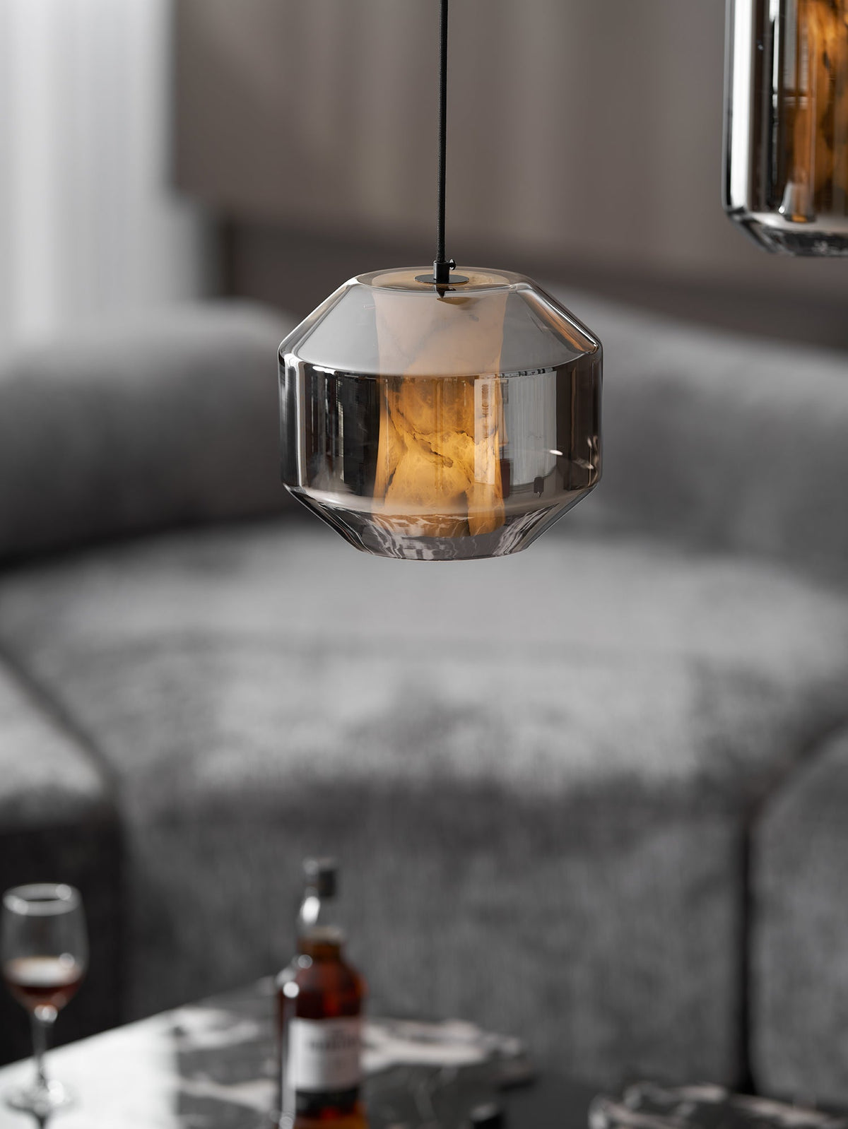 Yikia Alabaster Glass Cylinder Pendant Light