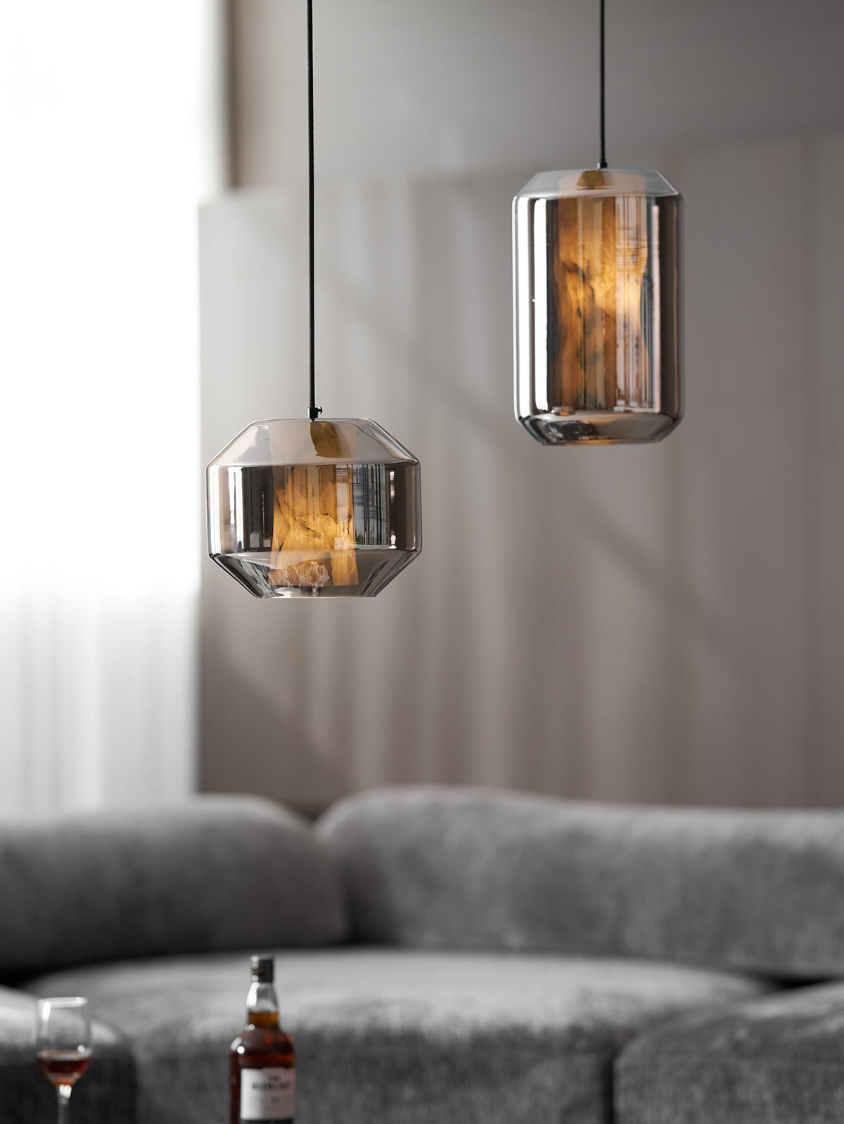 Yikia Alabaster Glass Cylinder Pendant Light