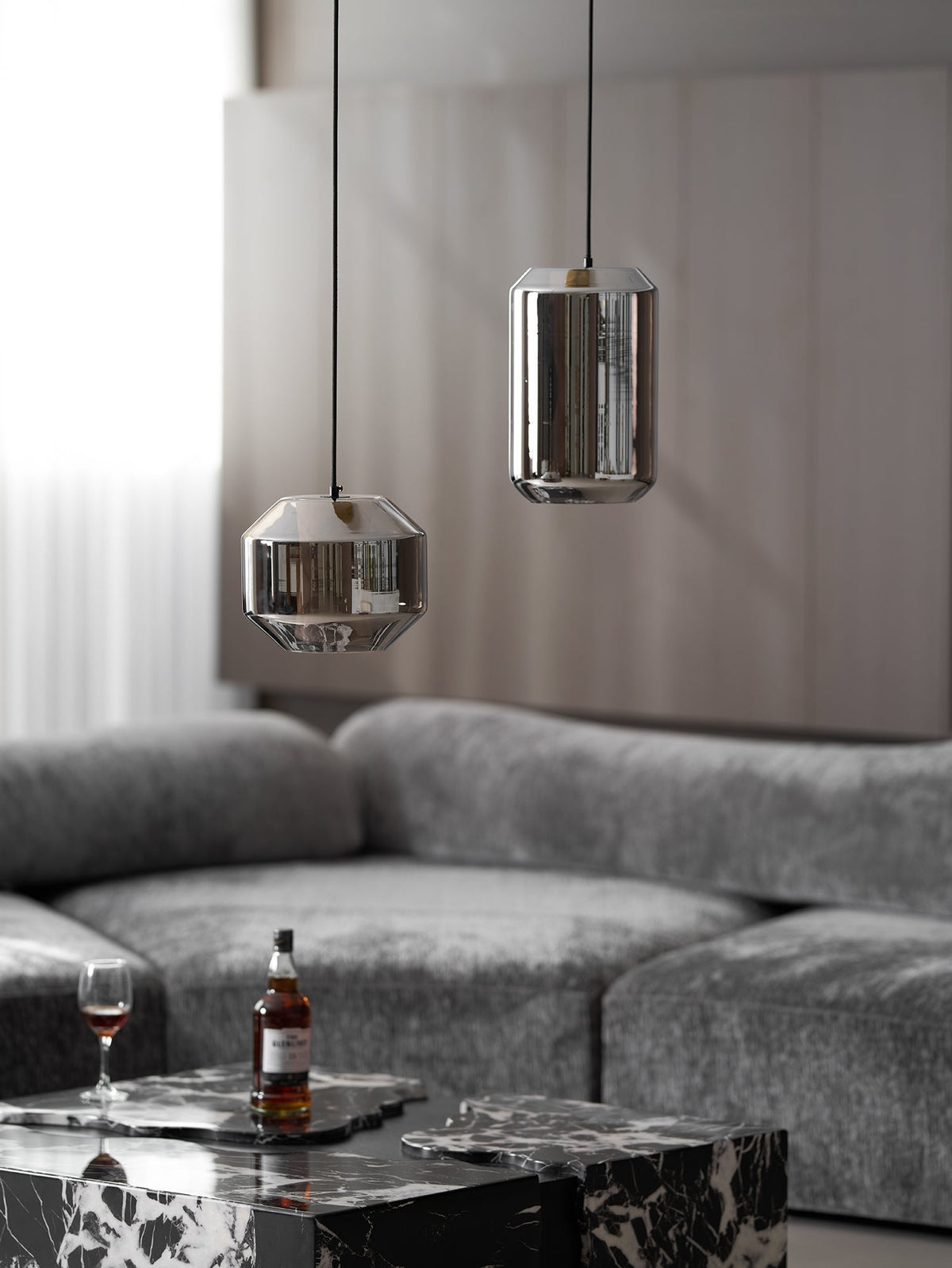 Yikia Alabaster Glass Cylinder Pendant Light