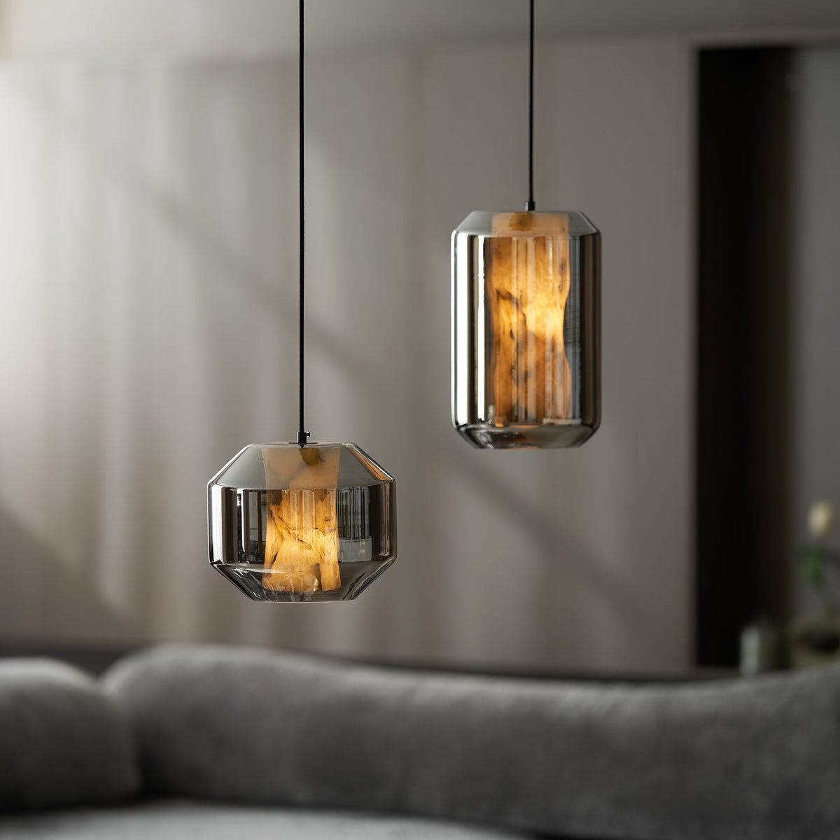 Yikia Alabaster Glass Cylinder Pendant Light
