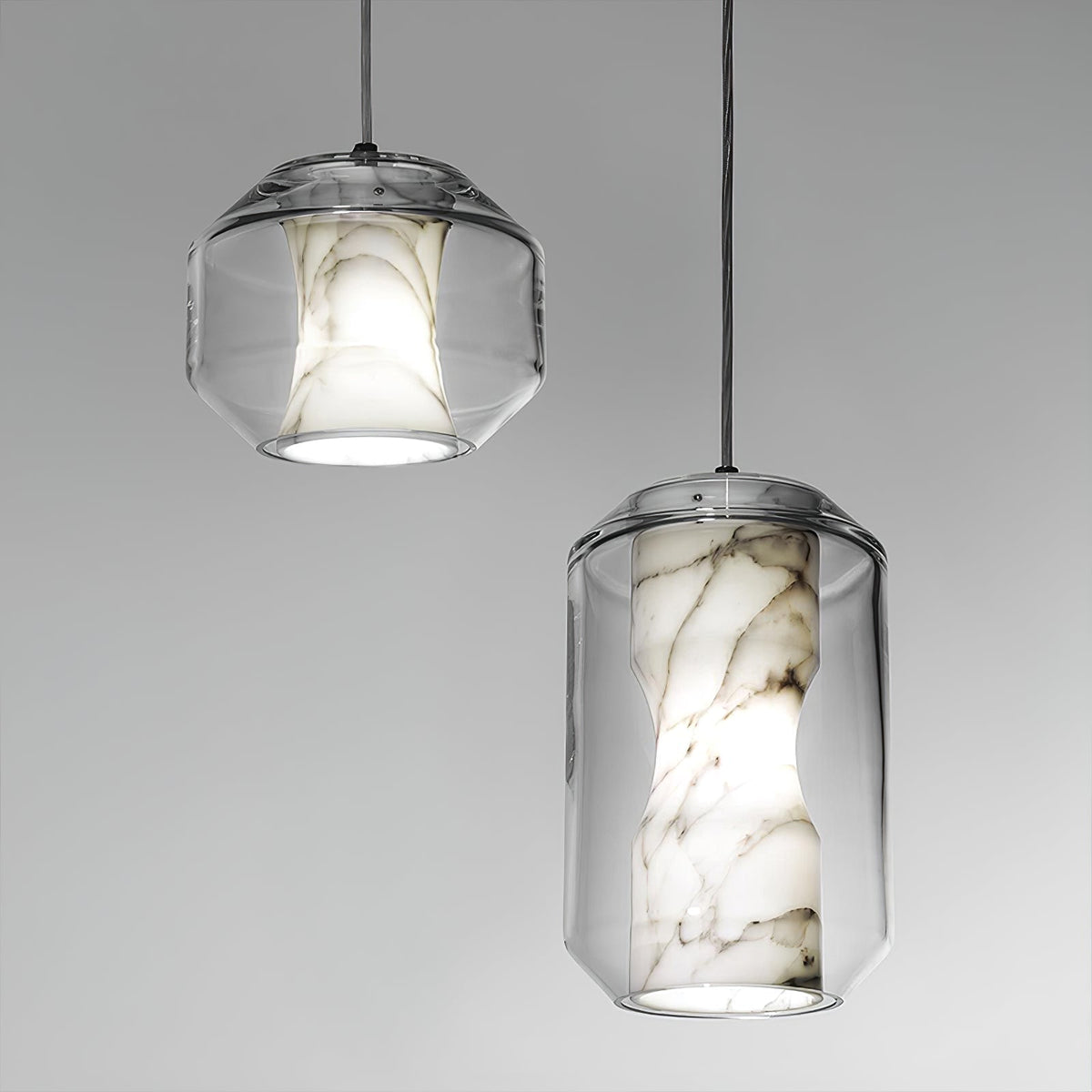 Yikia Alabaster Glass Cylinder Pendant Light