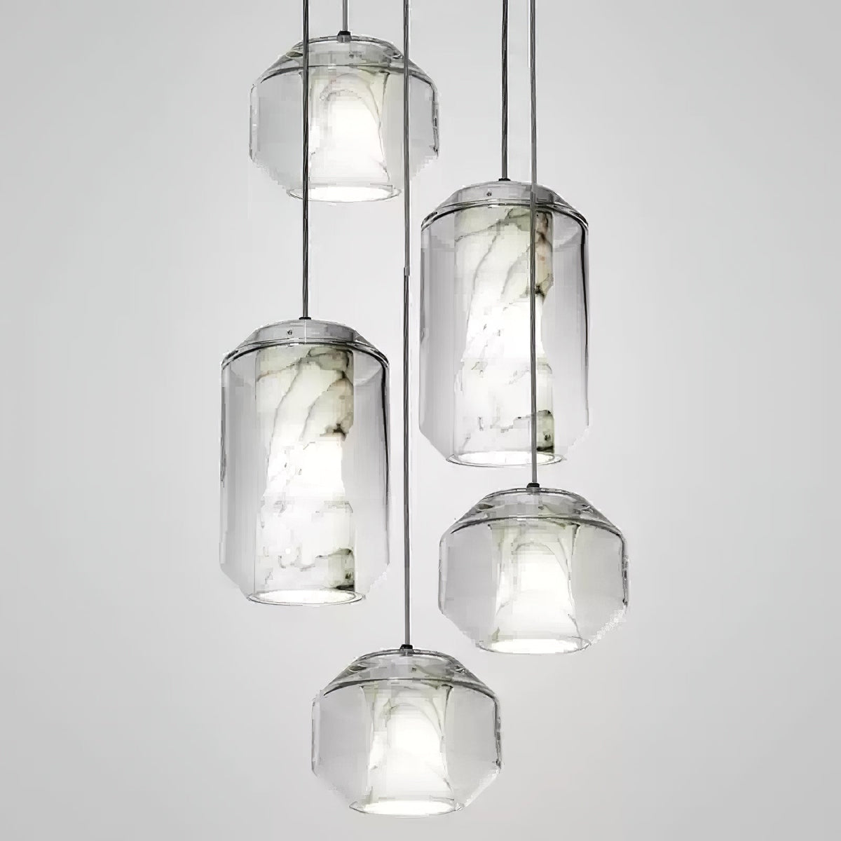 Yikia Alabaster Glass Cylinder Pendant Light