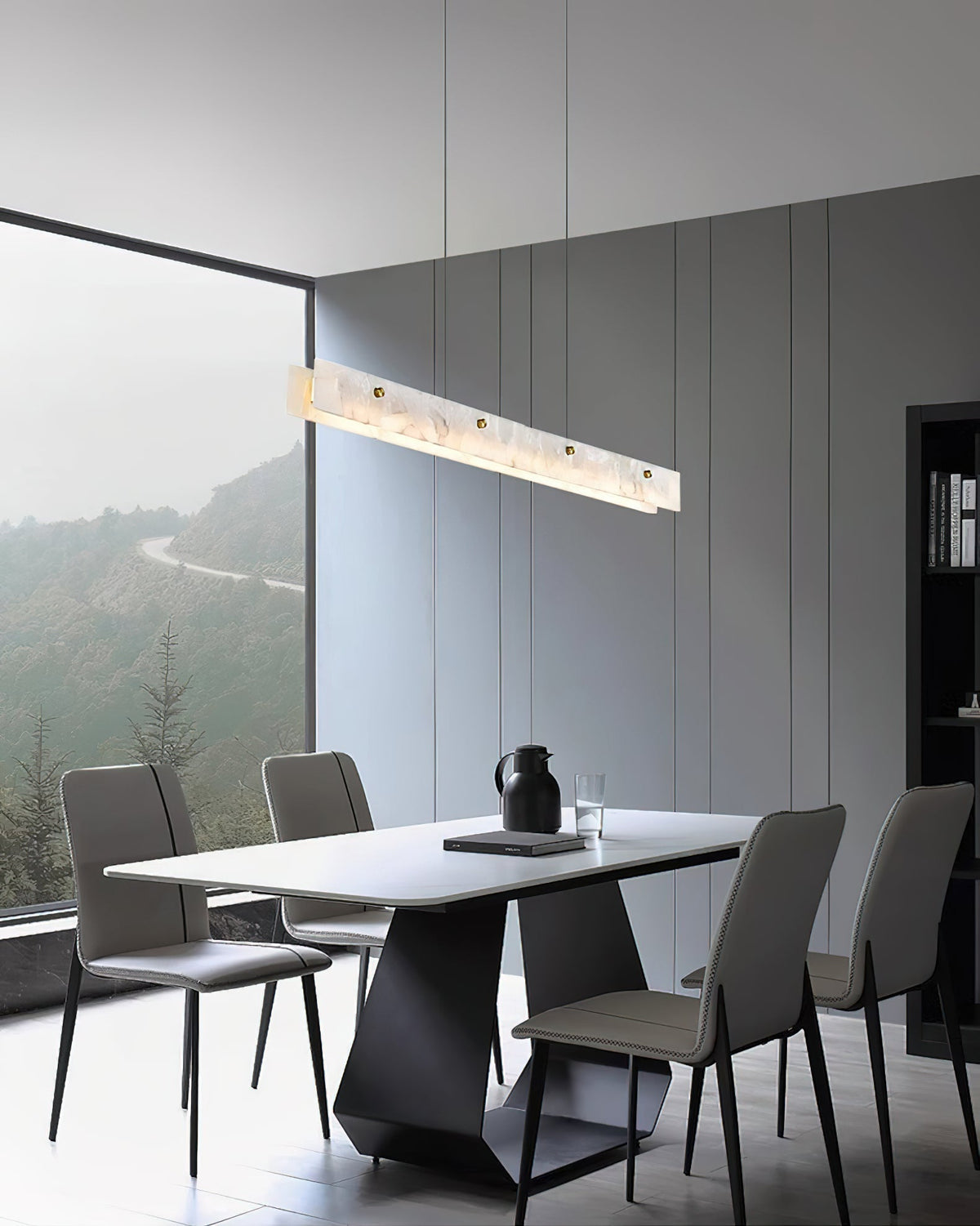 Vexor LED Modern Linear Alabaster Pendant Light