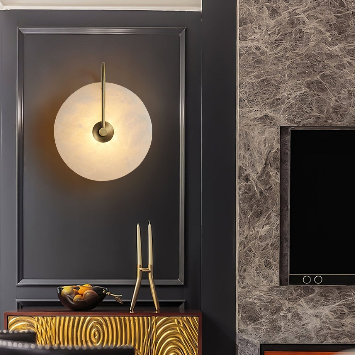 Ceraeyra Alabaster Globe Wall Light