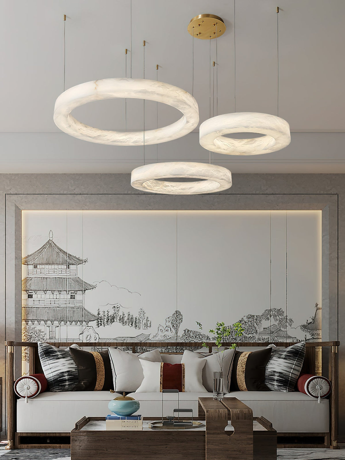 Plotuvyn Postmodern Luxury Ring Alabaster Chandelier