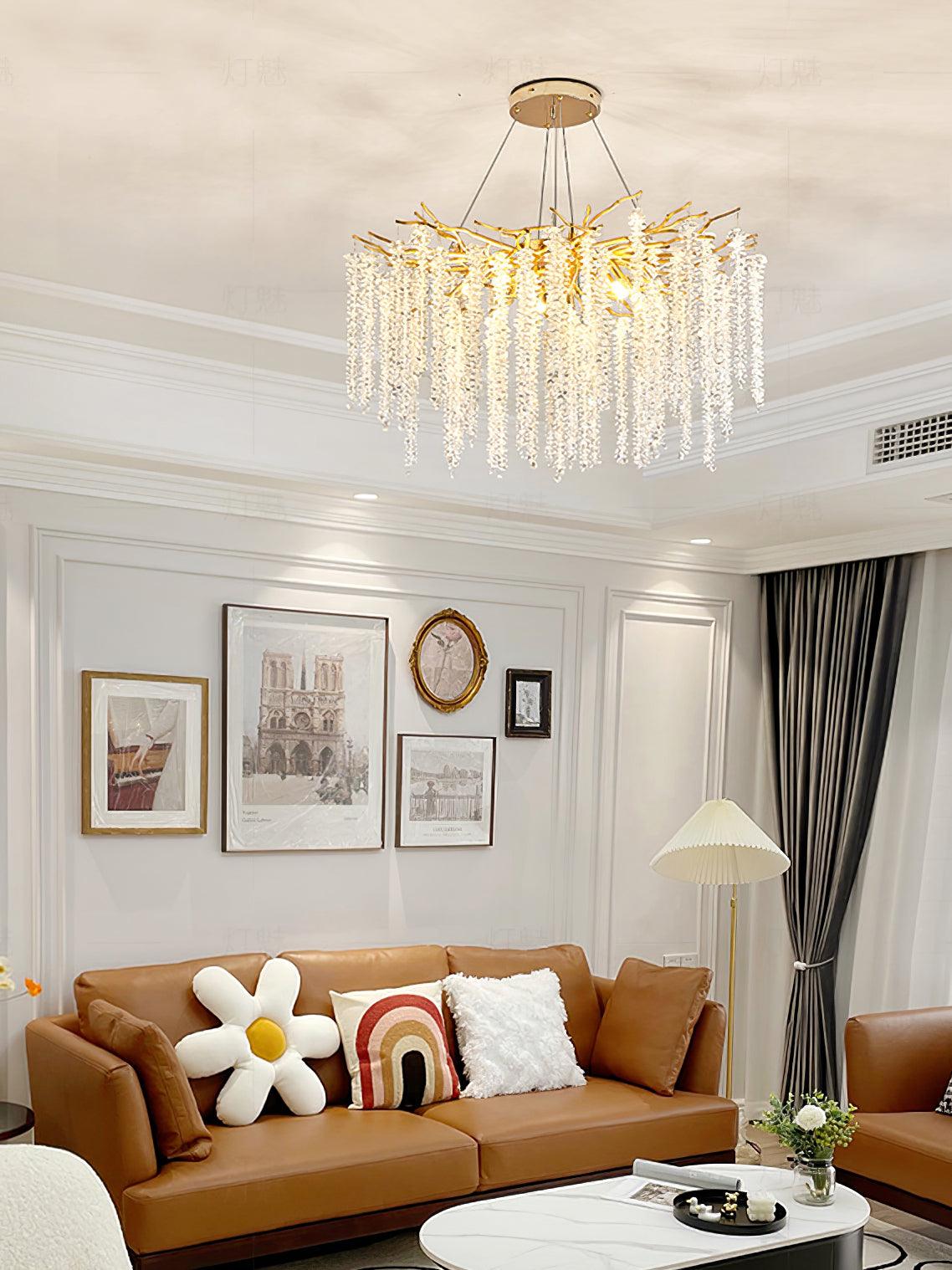 Elyuira Chandelier Gold Crystal Branch Elegant
