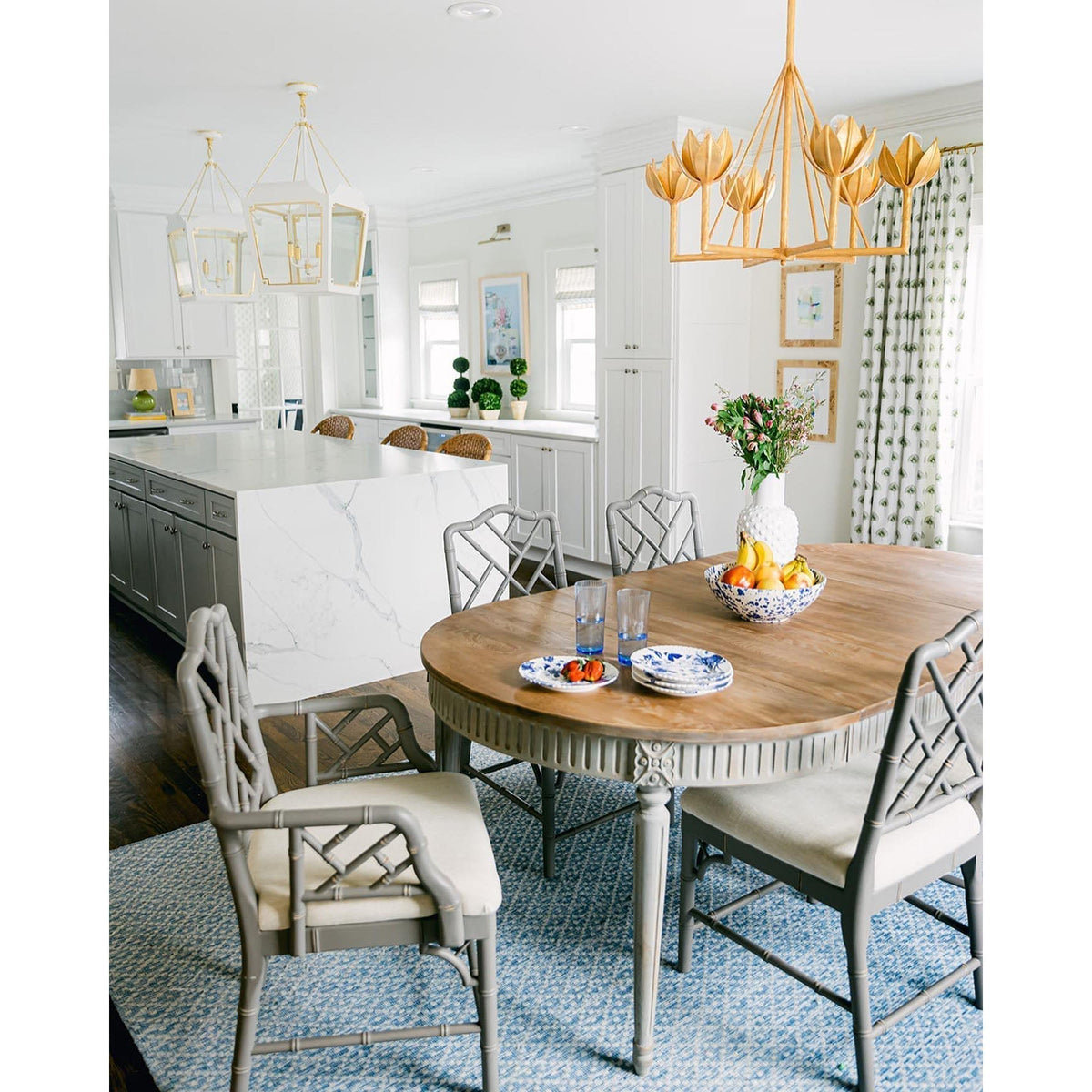 Alberto Modern Minimalist Floral Brass Chandelier