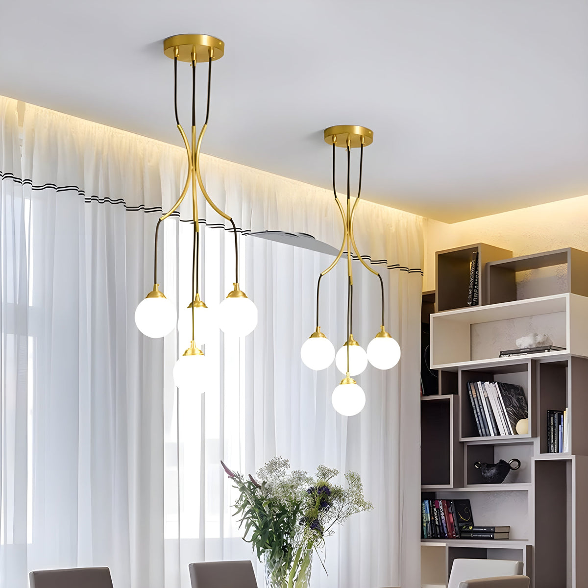 Zoruvyi Modern Minimalist Ball Drop Glass Chandelier