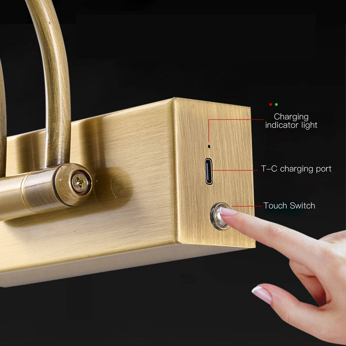 Enby Brass Rechargeable Indoor Wall Light