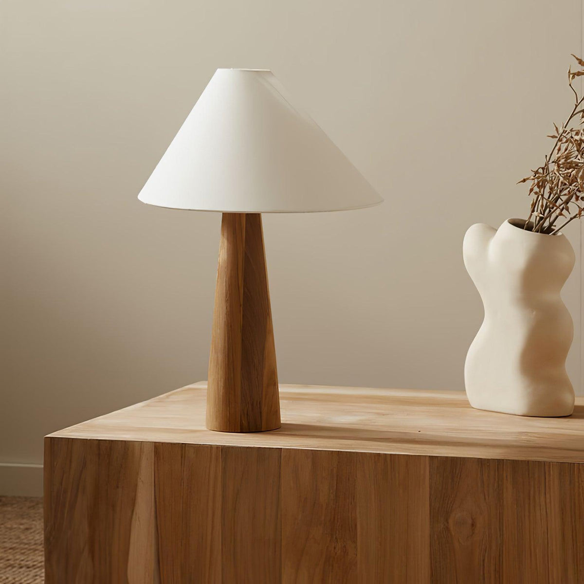 Mirose Wood Fabric Rustic Table Lamp