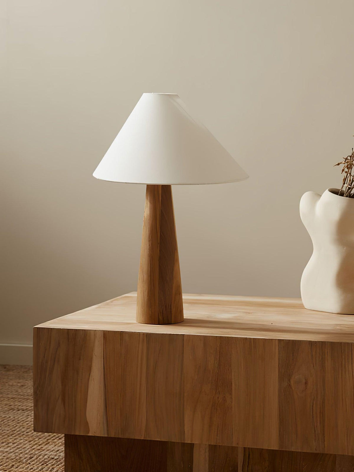 Mirose Wood Fabric Rustic Table Lamp