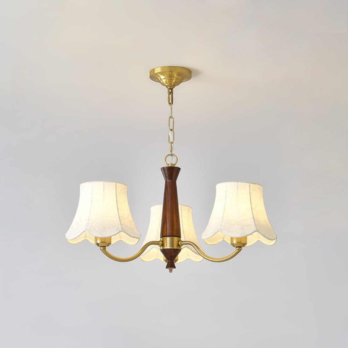 Kaelith Chandelier Brass Fabric Curved Arms
