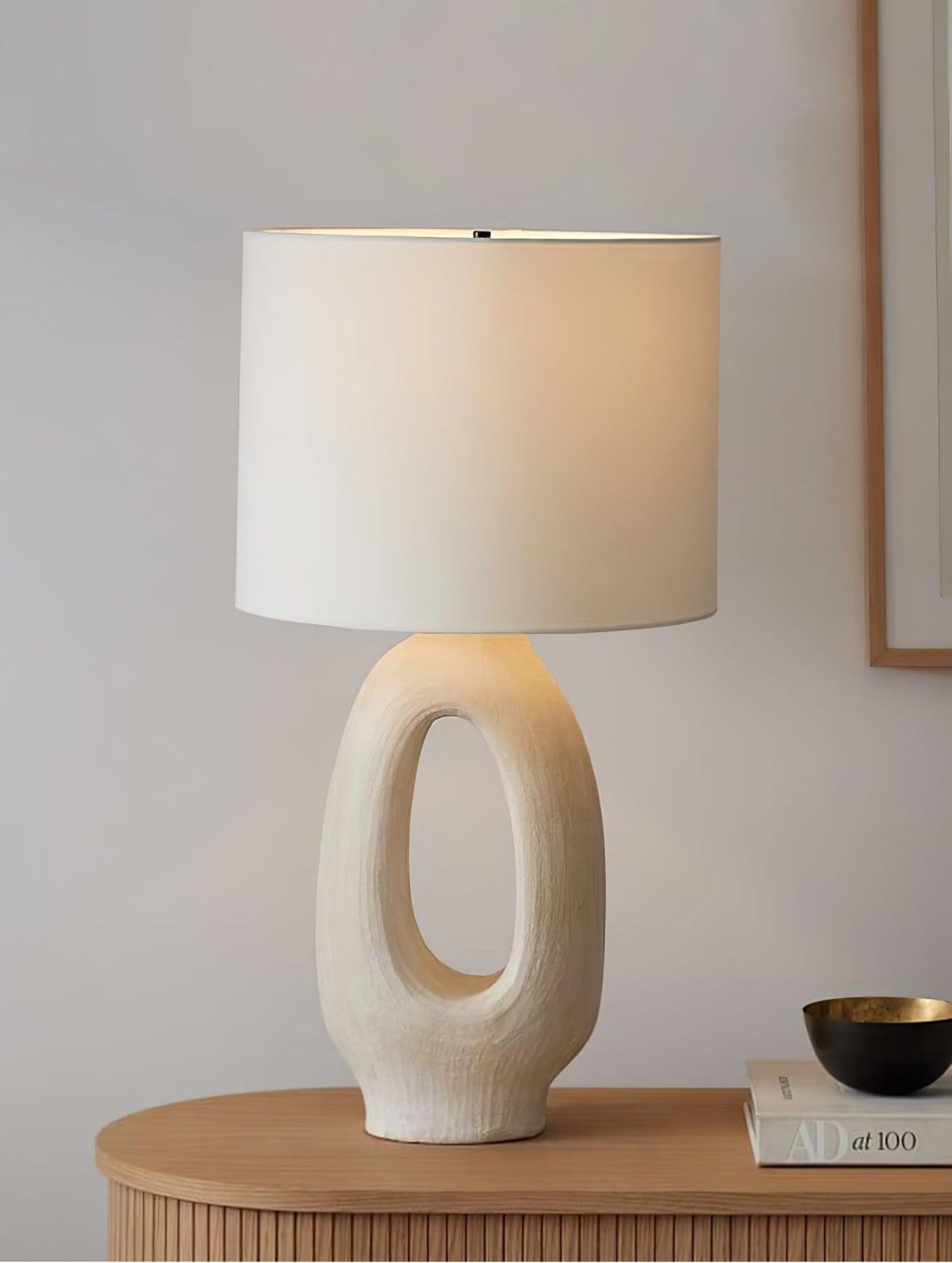 Lumestic Sculptural Resin Fabric Table Lamp