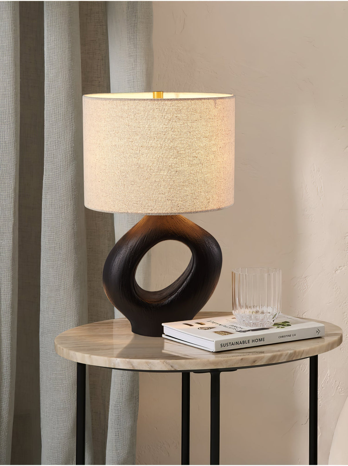 Lumestic Sculptural Resin Fabric Table Lamp