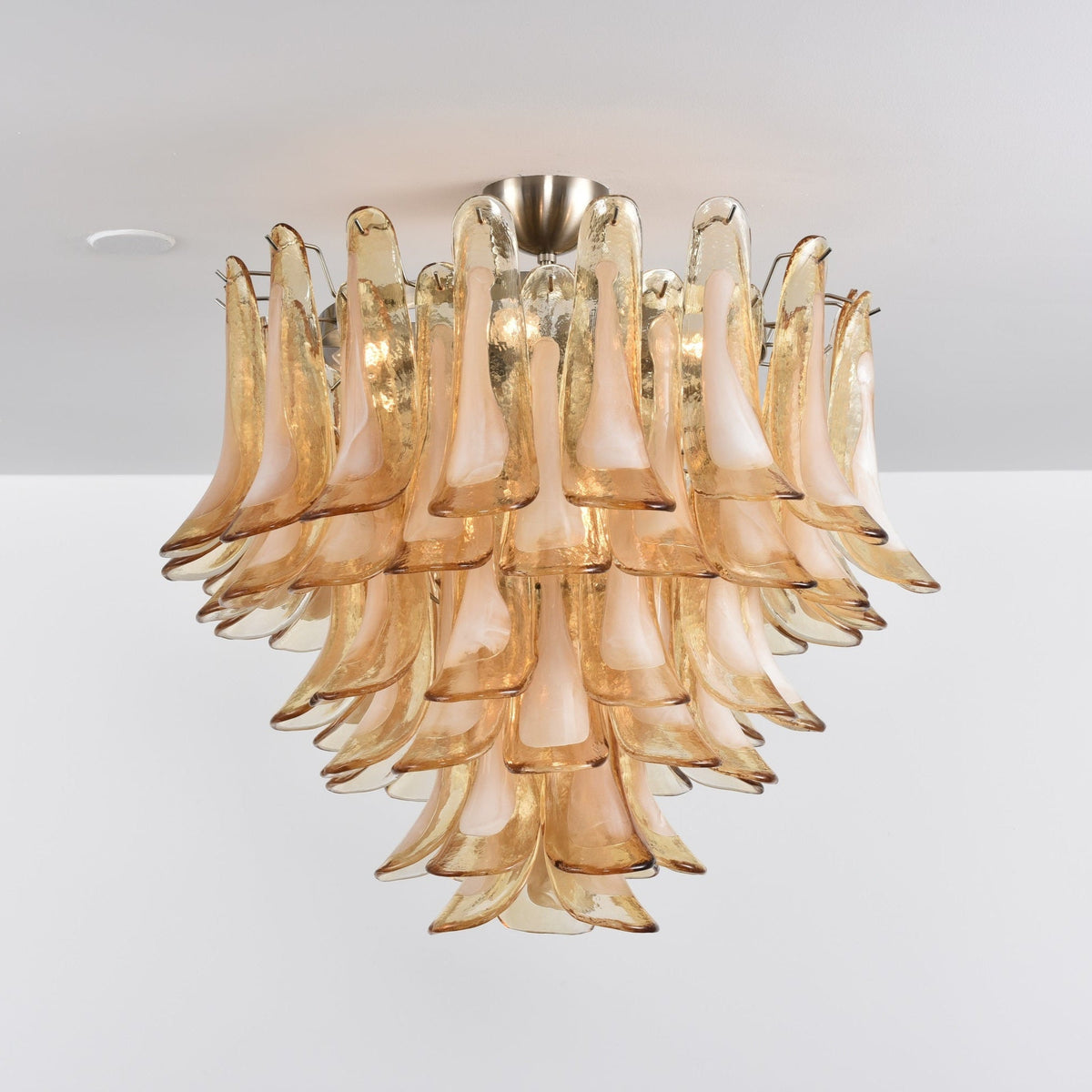 Celelise Ceiling Lamp Amber Petal Glass Layered Vintage