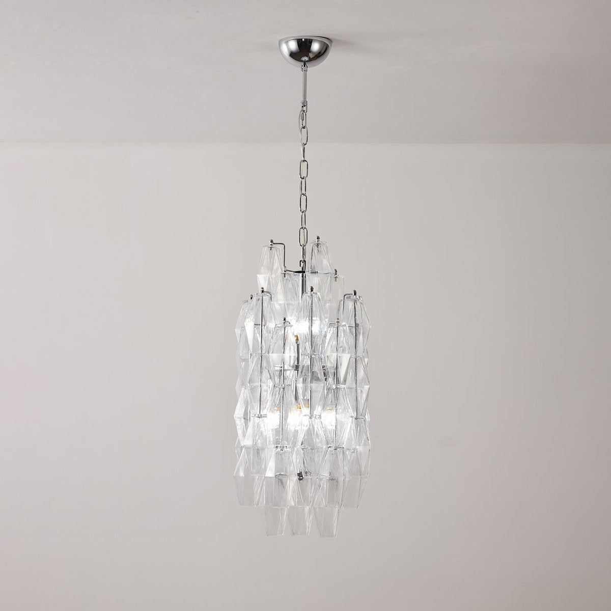 Lioraian Chandelier Amber Prism Long Cascading Glass Vintage