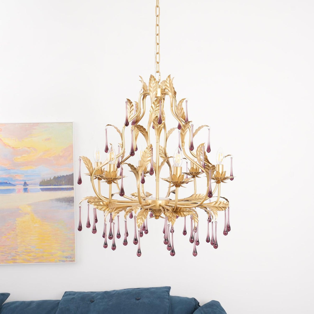 Orienaine Pendant Lamp Drops Gold Leaves