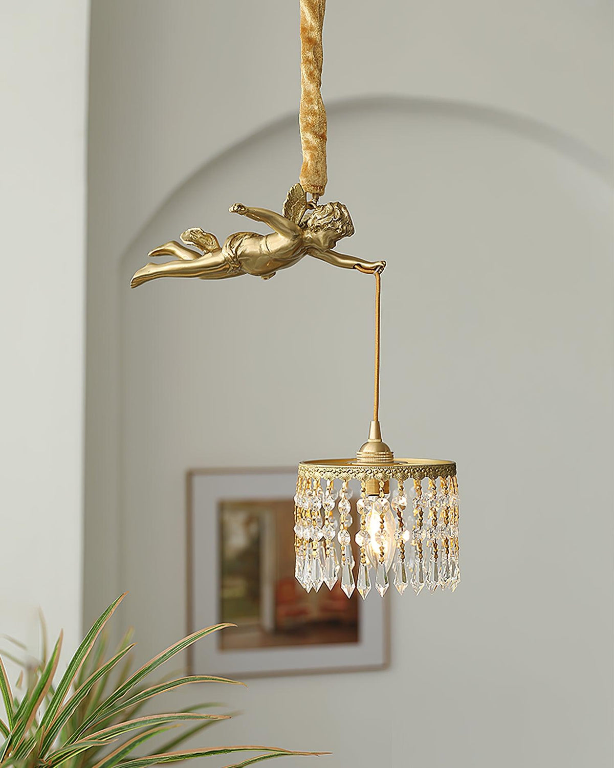 Calytra Brass & Crystal Artistic Pendant Light