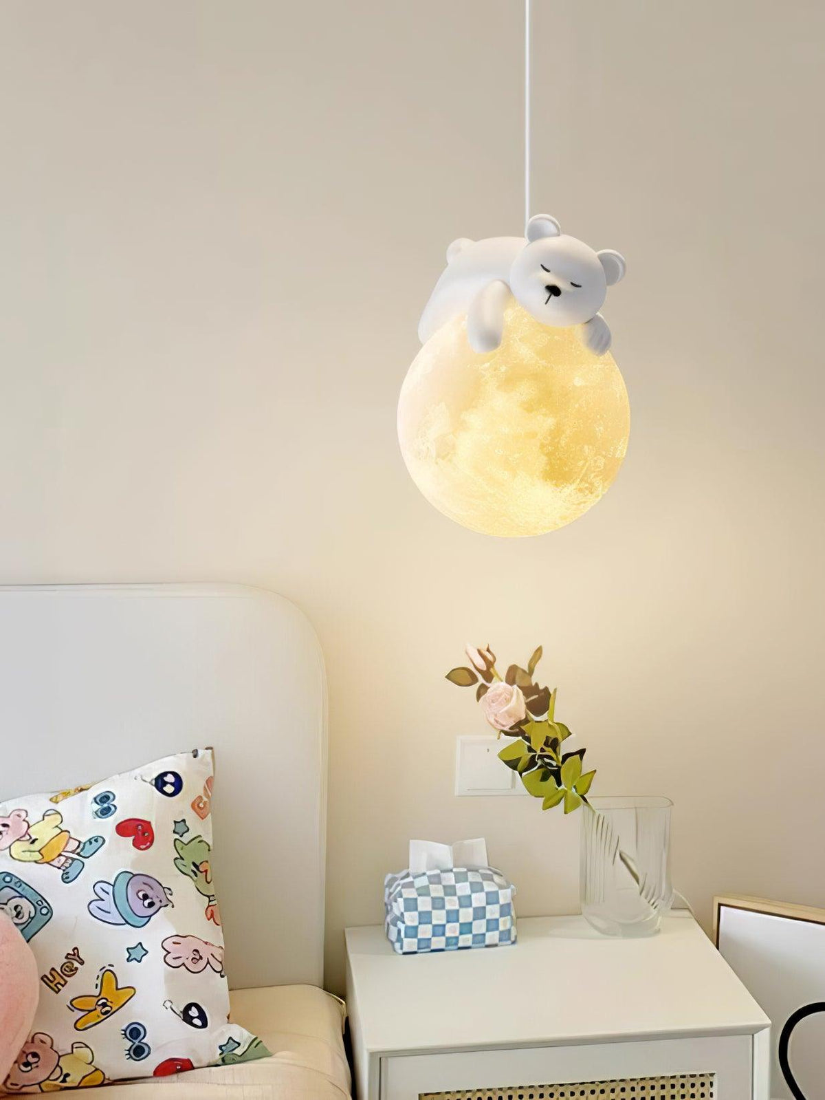 Velisise Pendant Lamp Bear Moon for Children's Room