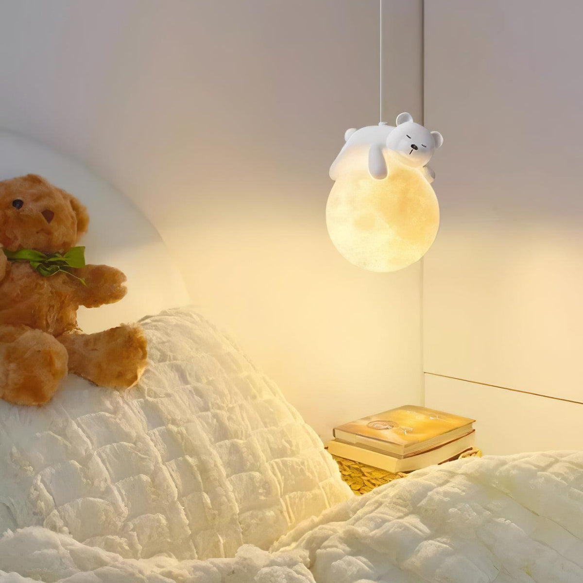 Velisise Pendant Lamp Bear Moon for Children's Room