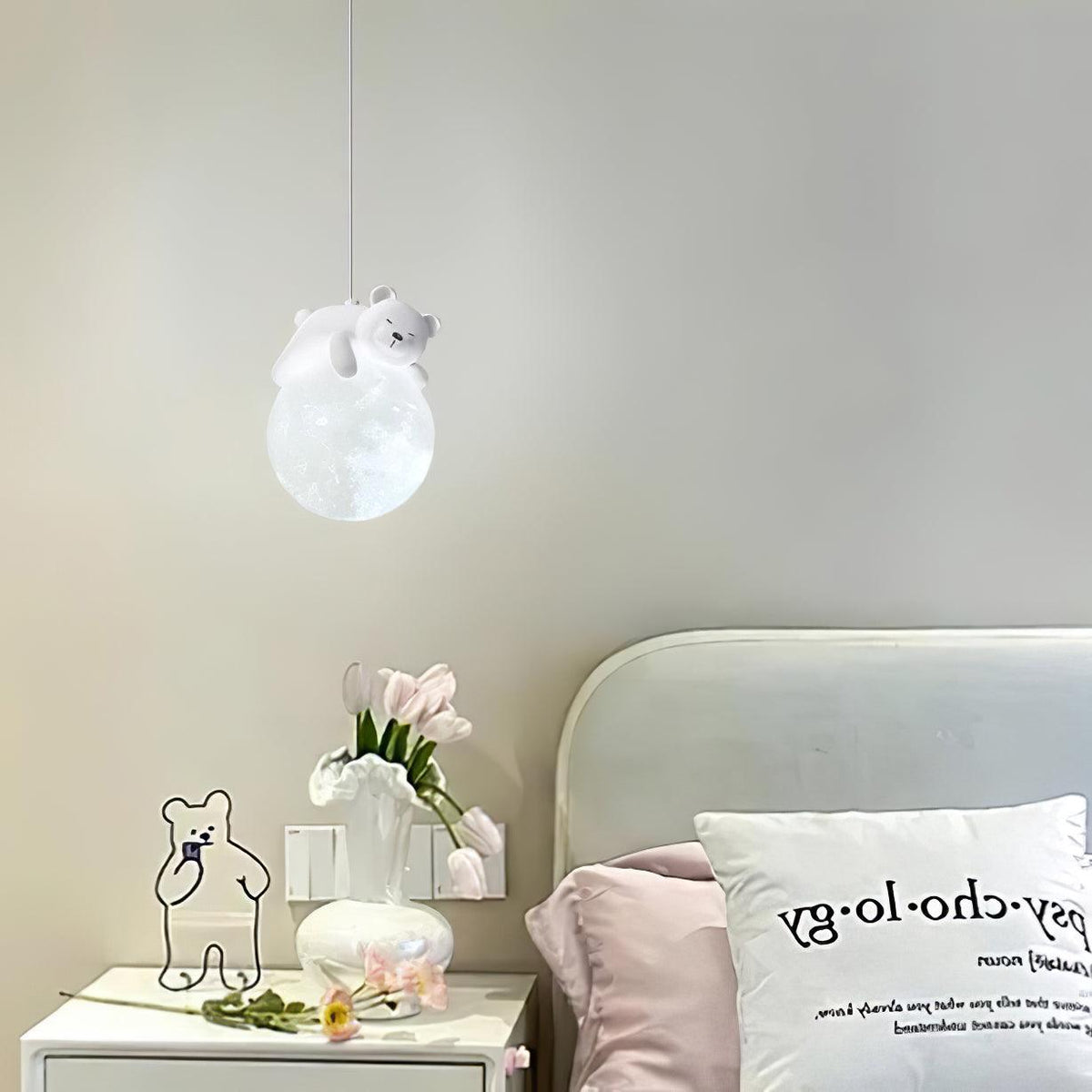 Velisise Pendant Lamp Bear Moon for Children's Room