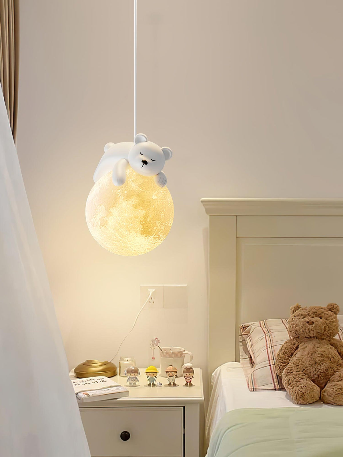 Velisise Pendant Lamp Bear Moon for Children's Room