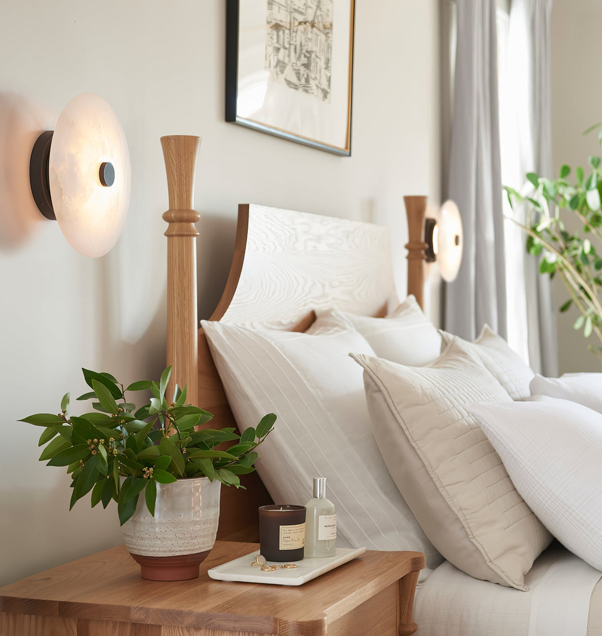 Ines Eterna Modern White Alabaster Wall Lamp
