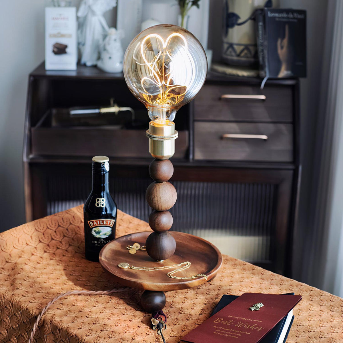 Idoryre Wooden Bead Table Lamp