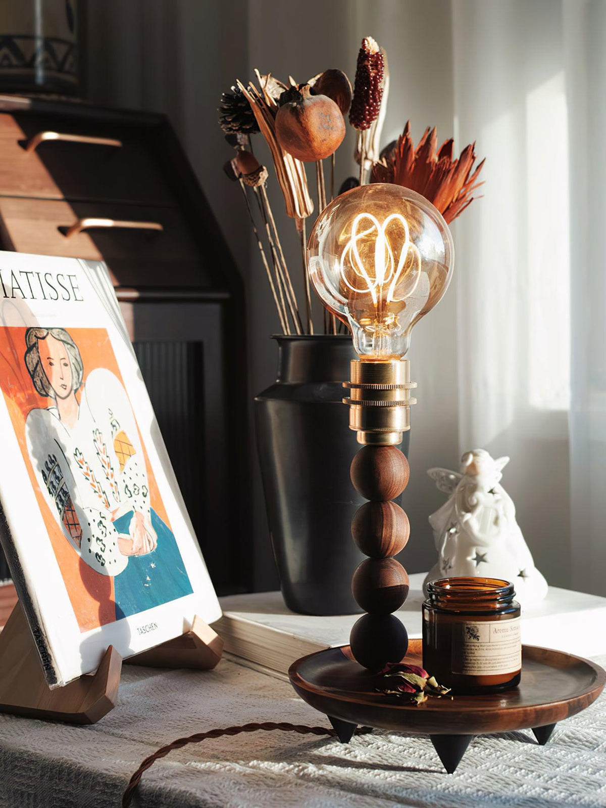 Idoryre Wooden Bead Table Lamp