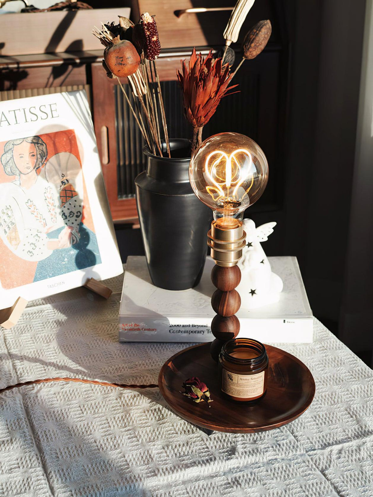 Idoryre Wooden Bead Table Lamp