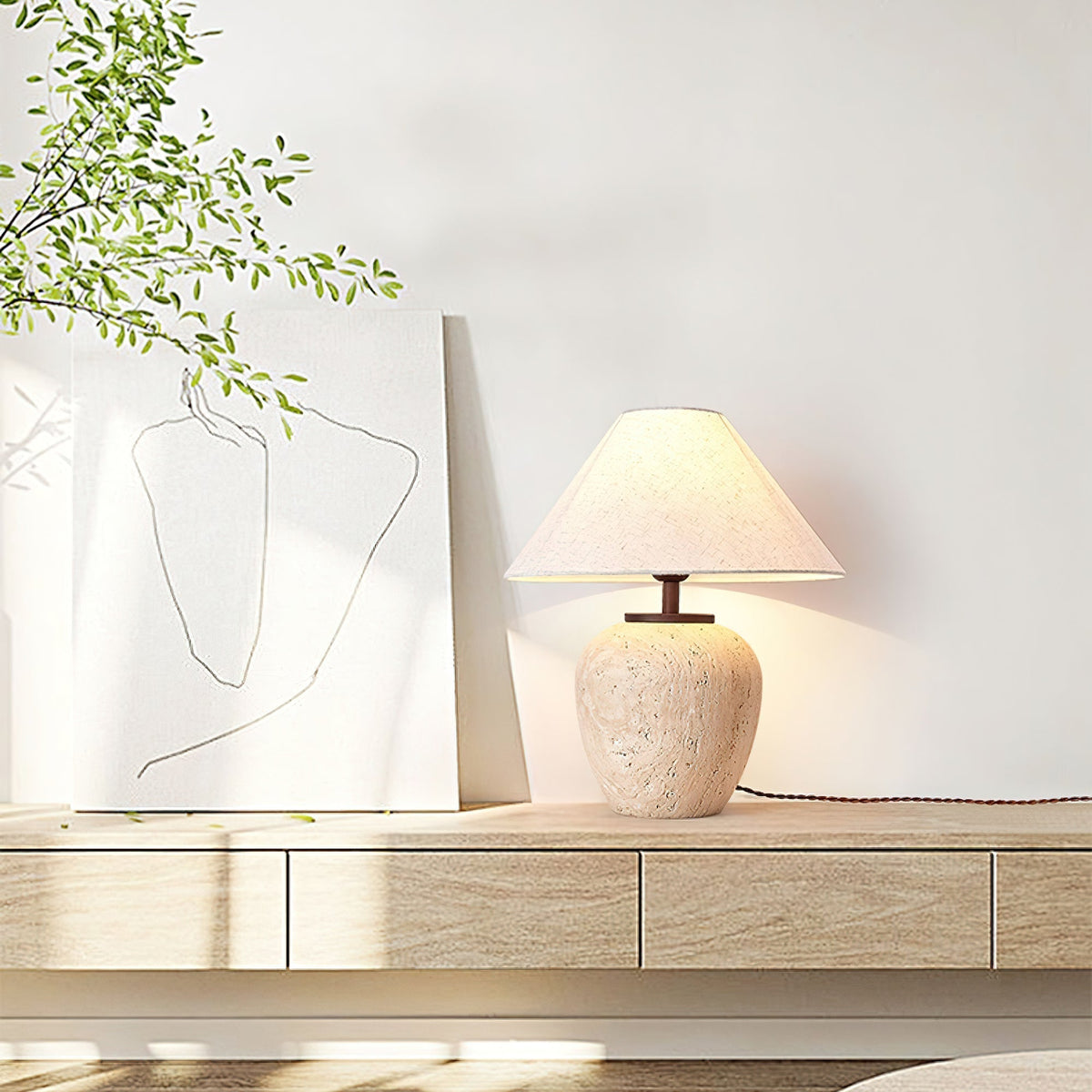 Cazorus Globular Travertine Table Lamp