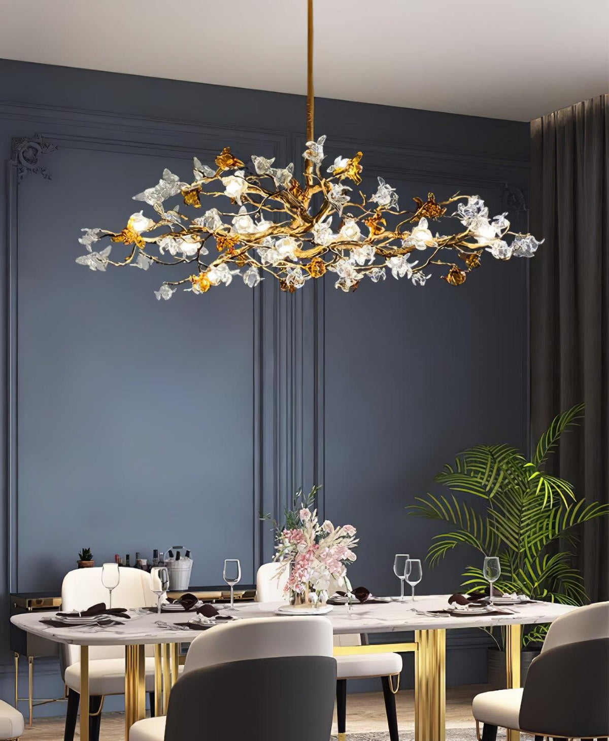 Ulfuvye Postmodern Luxury Branch Brass Crystal Chandelier