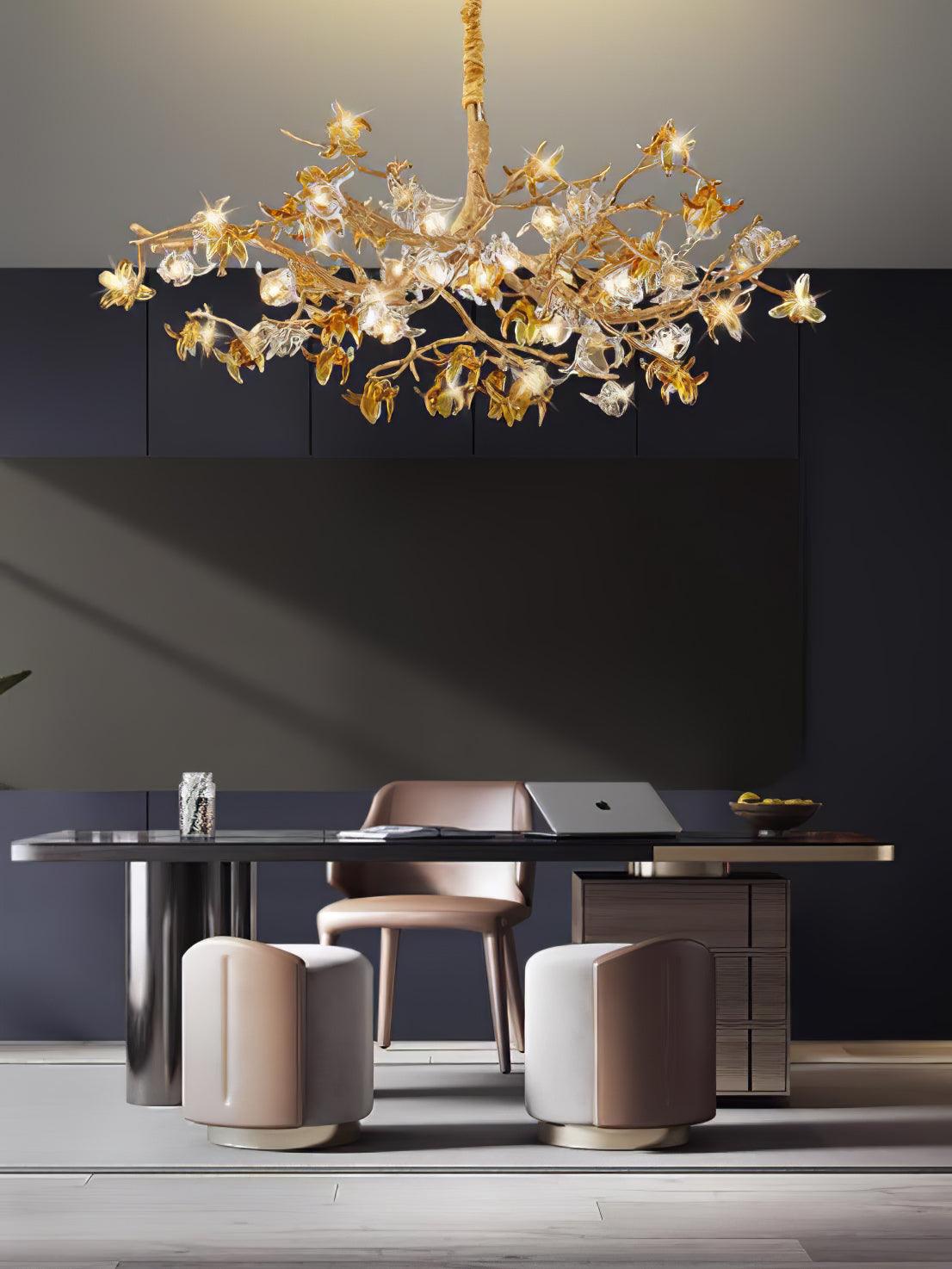 Ulfuvye Postmodern Luxury Branch Brass Crystal Chandelier