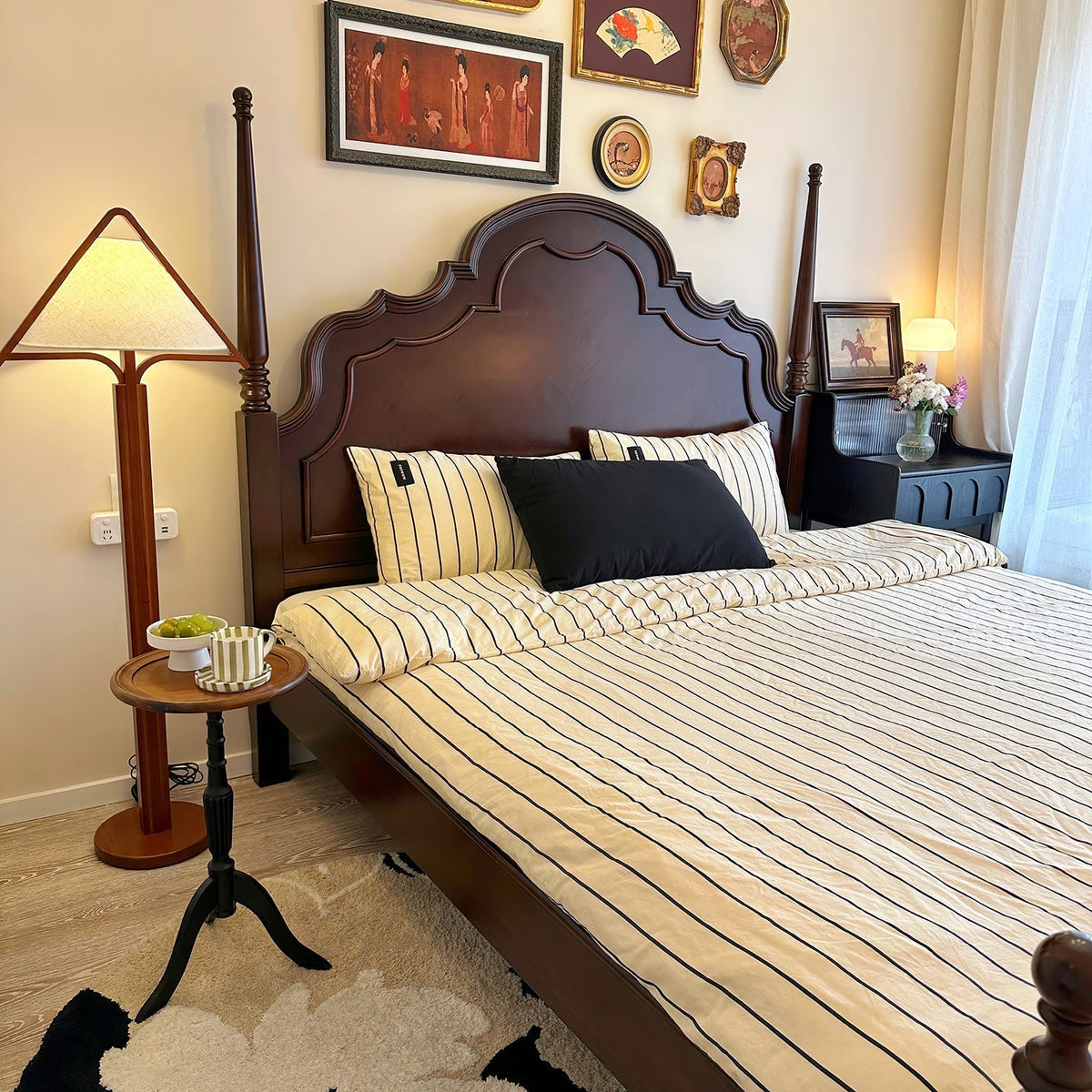 Ersolan Triangular Wood & Fabric Floor Lamp