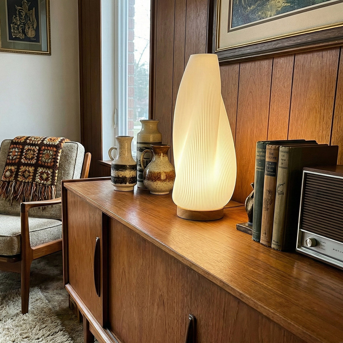 Oakhurst Pleated Wood Table Lamp