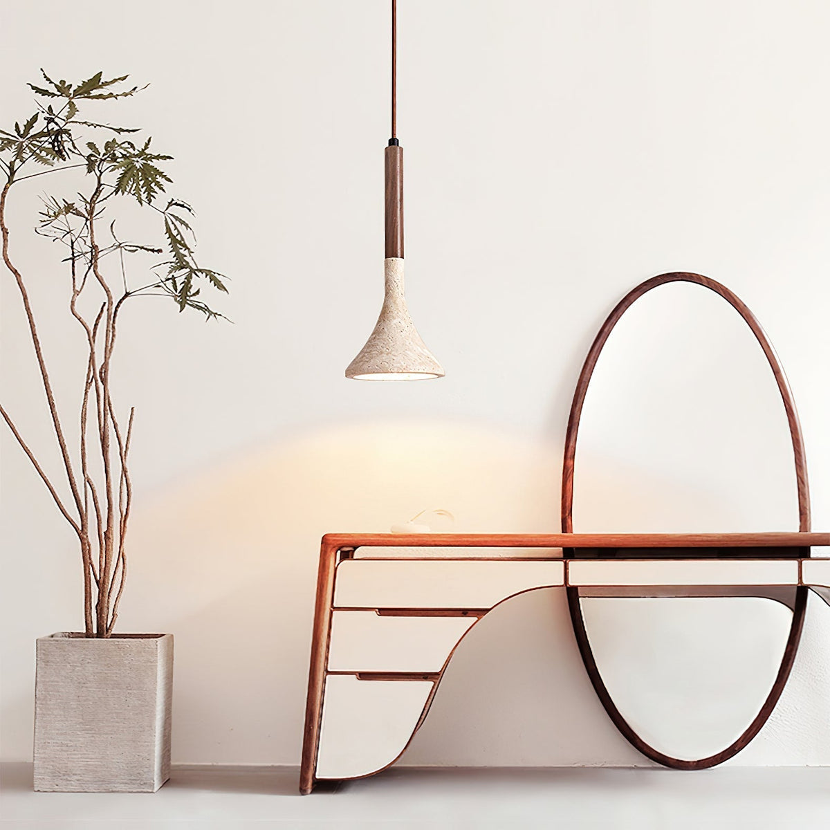 Taviaya Minimalist Travertine Pendant Light