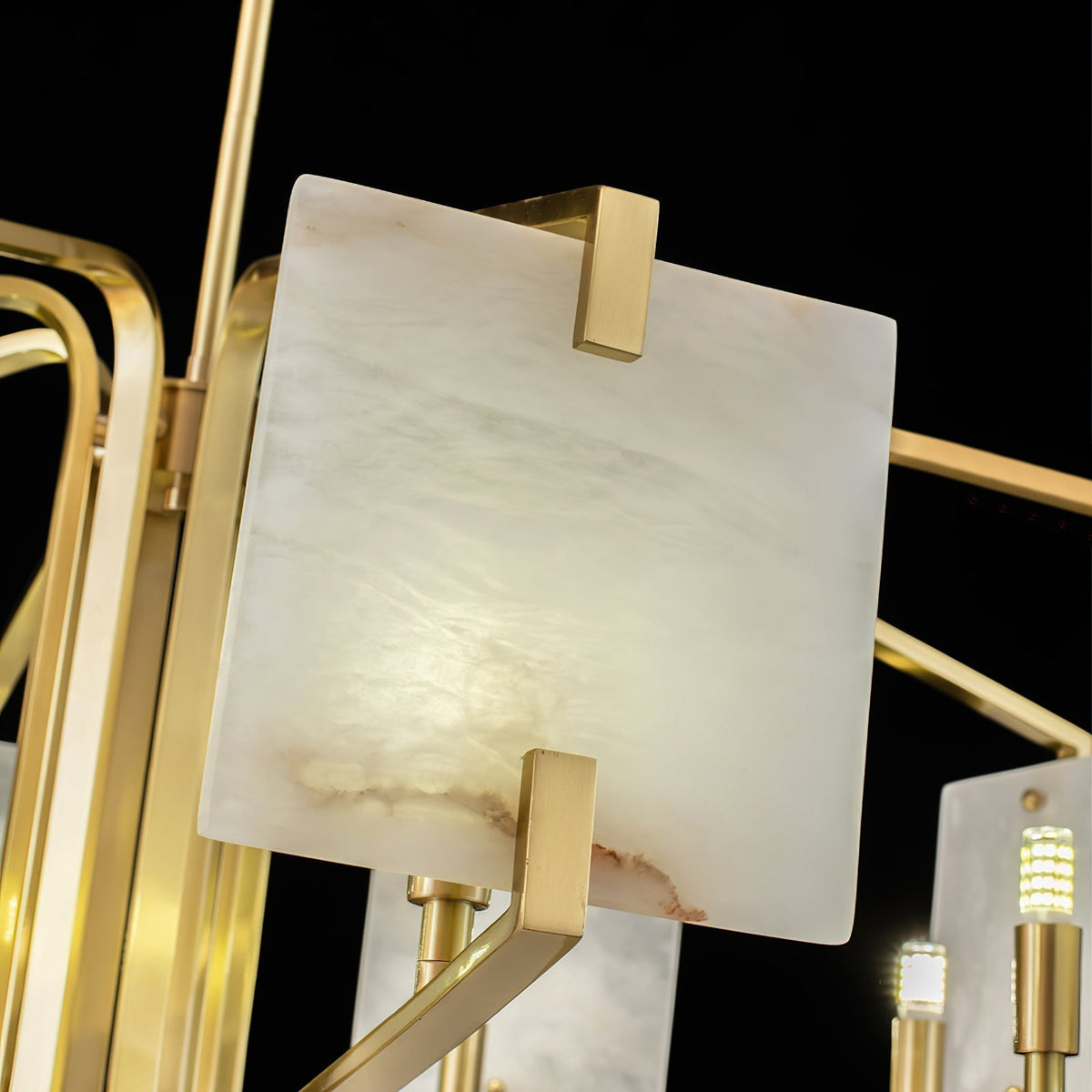 Plotuvys Postmodern Luxury Brass Alabaster Chandelier