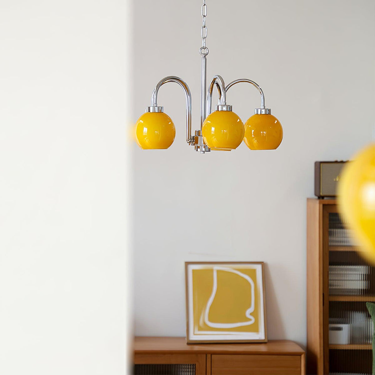 Liororian Chandelier Yellow Glass Globes