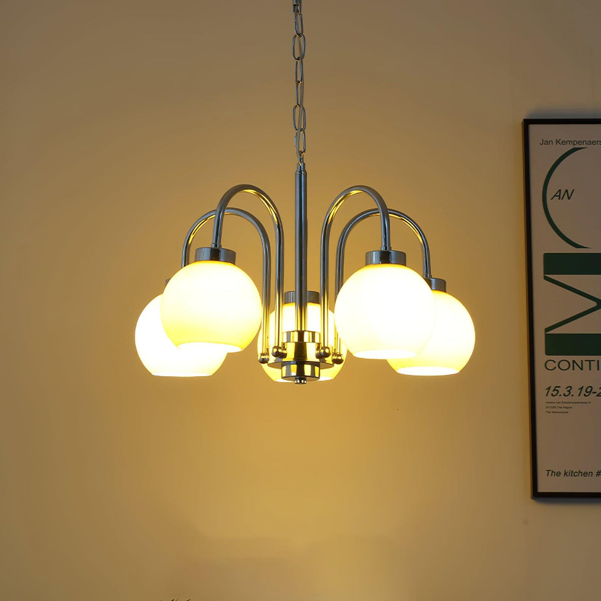 Liororian Chandelier Yellow Glass Globes