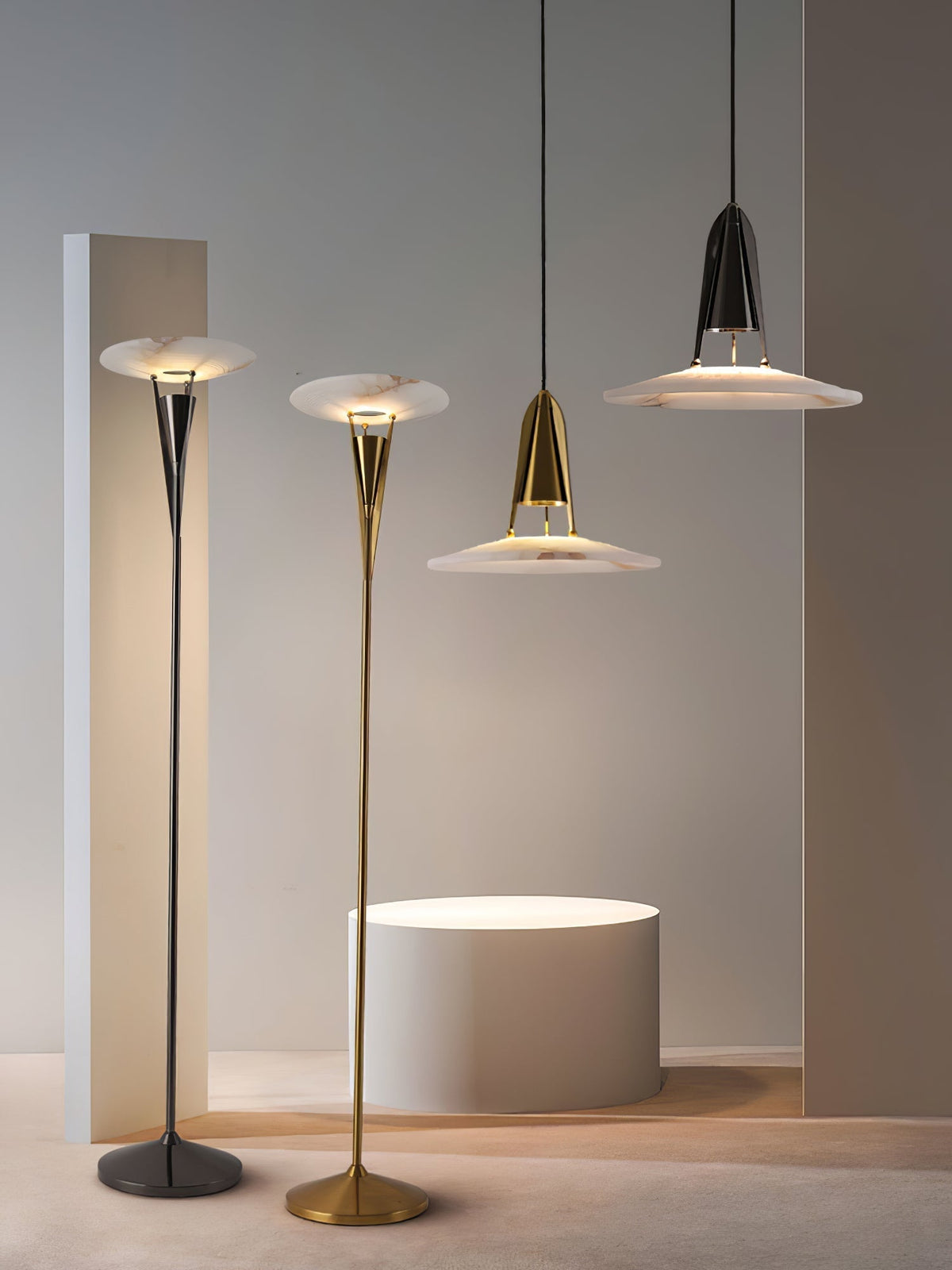 Veloros Cone Alabaster Floor Lamp