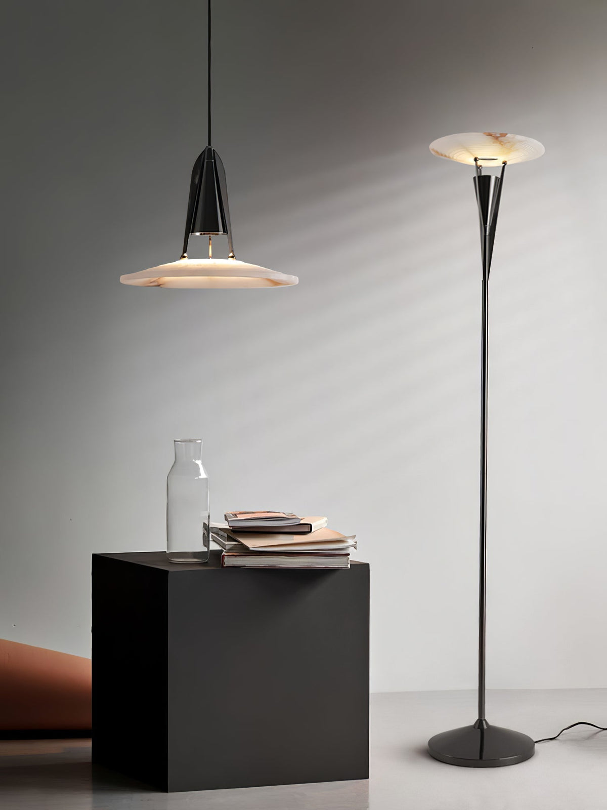 Veloros Cone Alabaster Floor Lamp