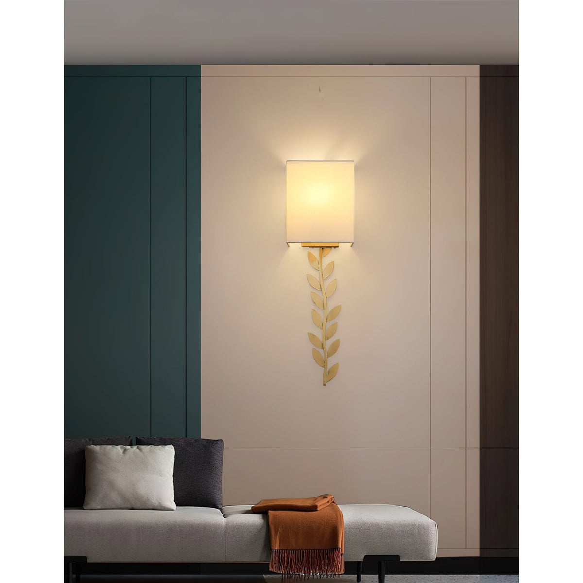 Plotuvyo Modern Minimalist Grove Brass Fabric Metal Wall Lamp