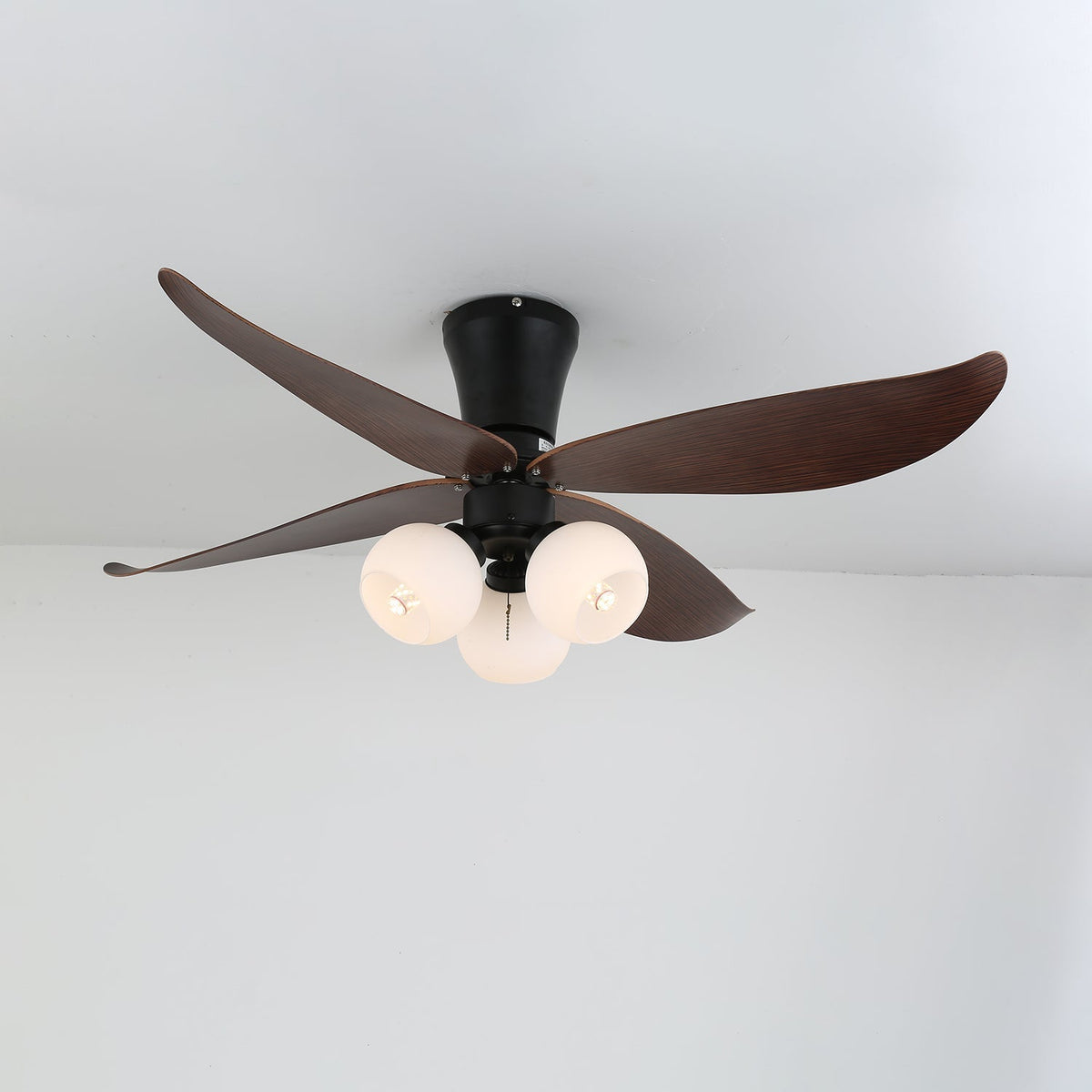 Lunair Vintage Wood Glass Ceiling Fan Light