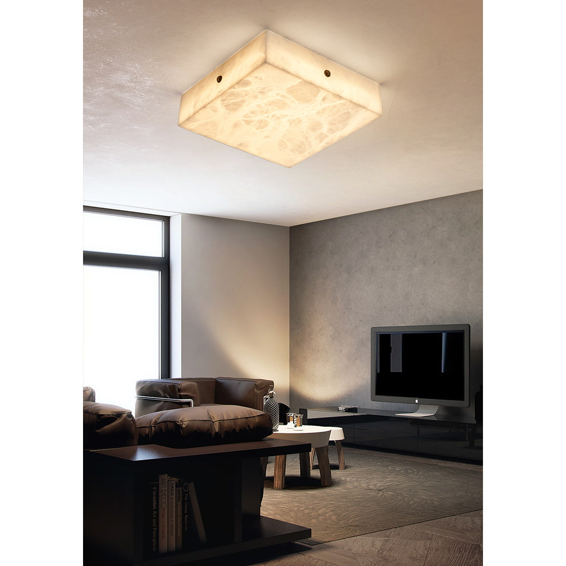 Rauduvys Modern Minimalist Alabaster  Ceiling Light
