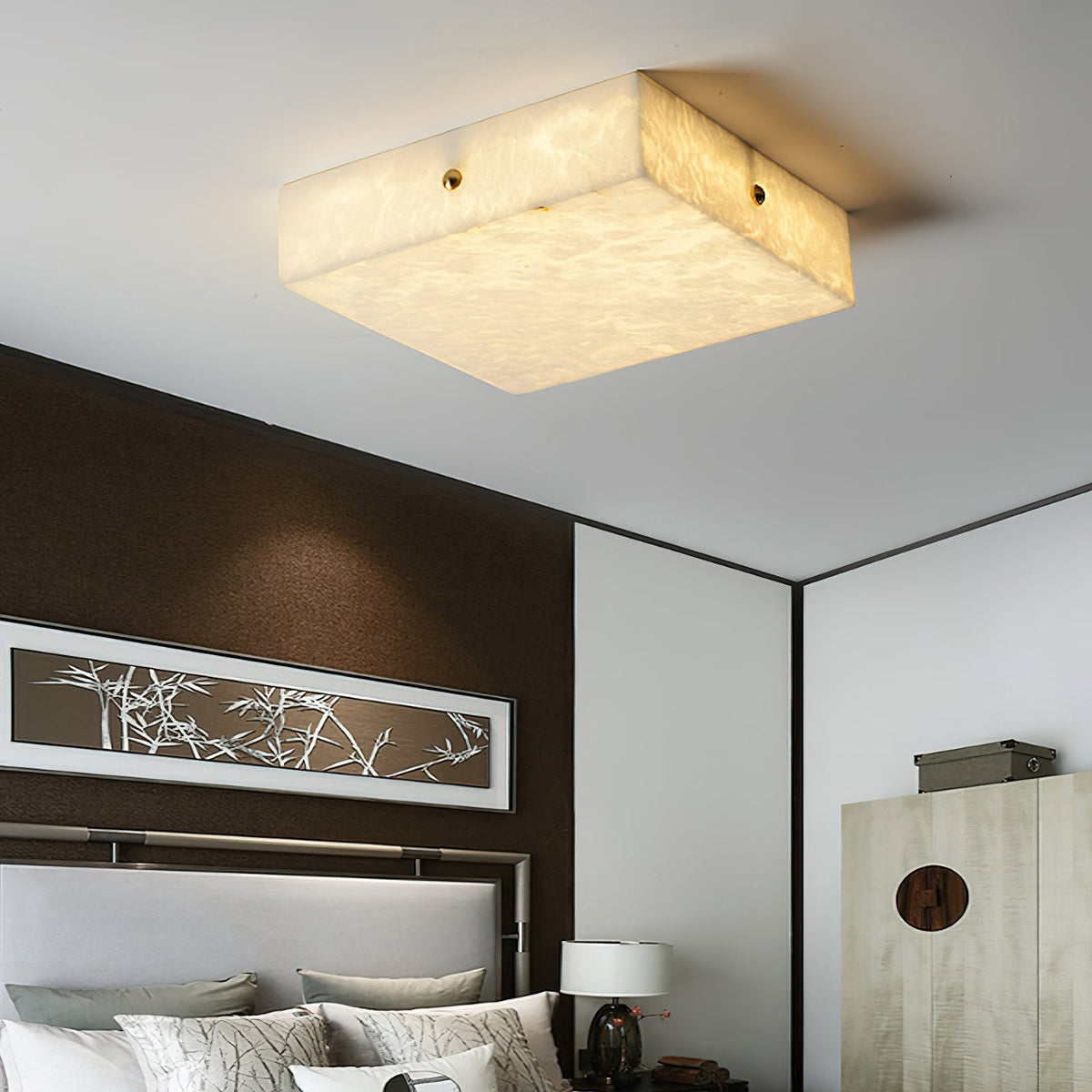 Rauduvys Modern Minimalist Alabaster  Ceiling Light