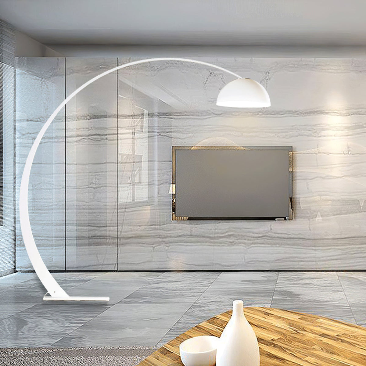 Cutalus Curved Black Arc Floor Lamp