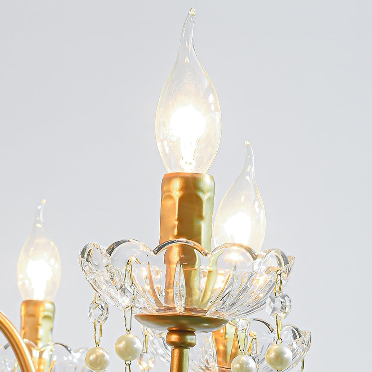 Eurvaros Vintage Crystal Brass Chandelier