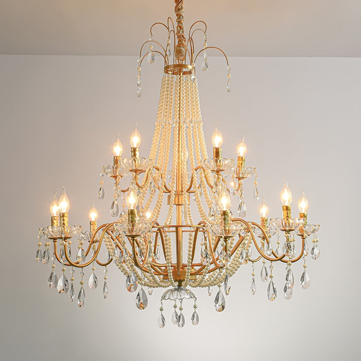 Eurvaros Vintage Crystal Brass Chandelier
