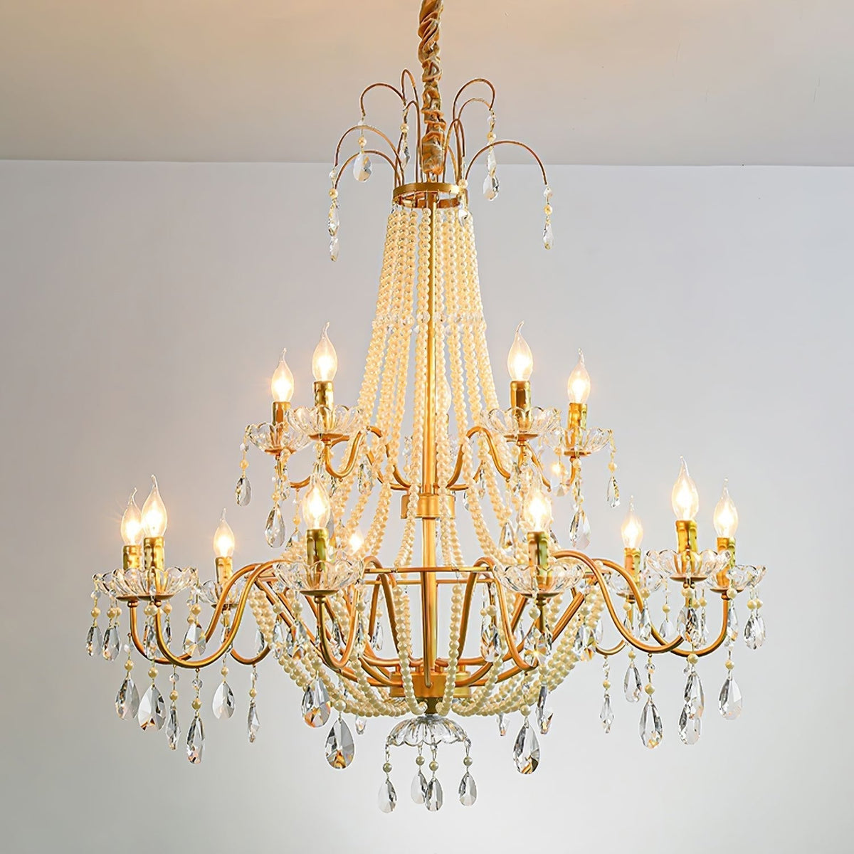 Eurvaros Vintage Crystal Brass Chandelier