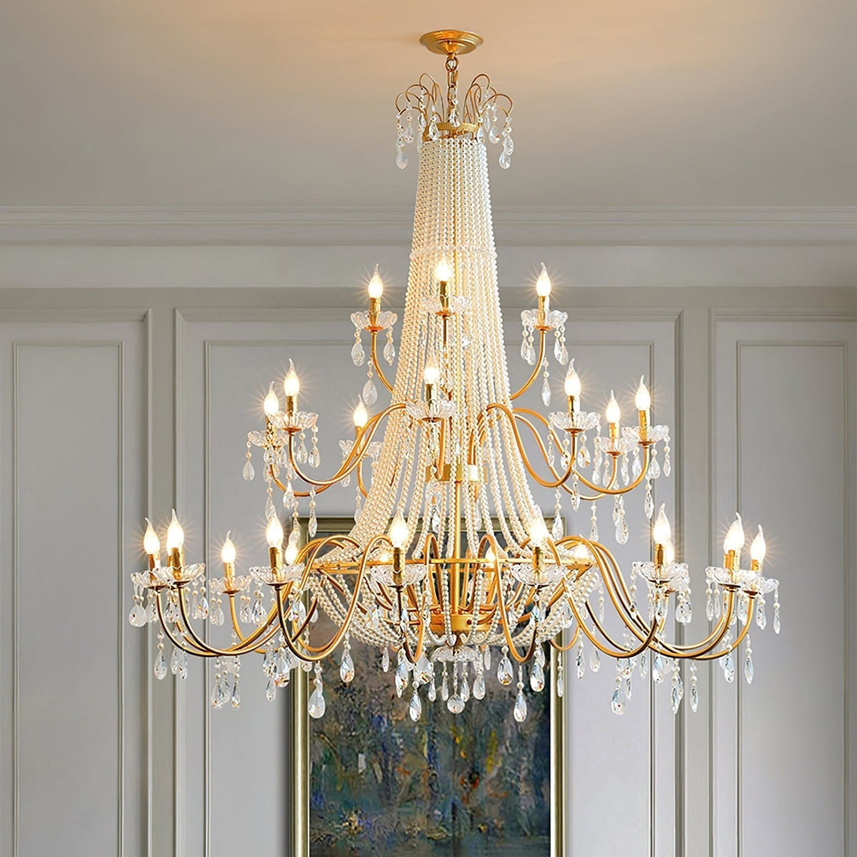Eurvaros Vintage Crystal Brass Chandelier